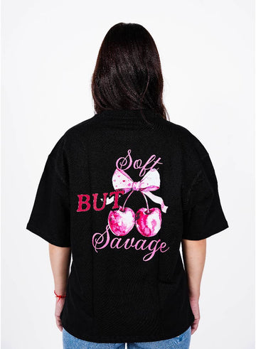 Women Sweet Blossom Black T-Shirt